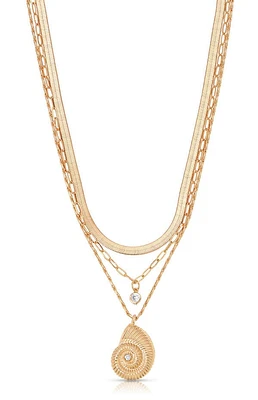 Ettika Nautilus Shell Pendant Layered Necklace