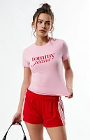 Tommy Jeans Pink Essential Logo Slim T-Shirt