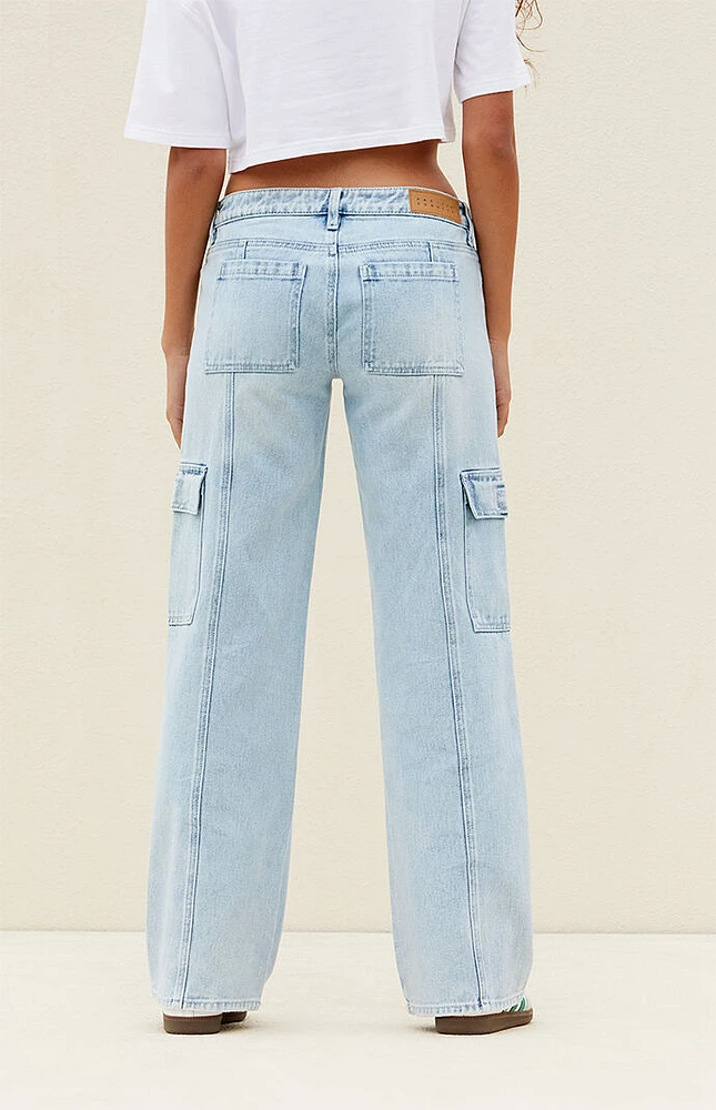 PacSun Light Indigo Low Rise Girlfriend Cargo Jeans