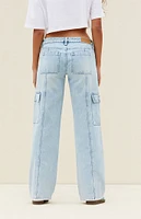 PacSun Light Indigo Low Rise Wide Leg Cargo Jeans