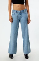 PacSun Eco Light Indigo Chain Belt Low Rise Wide Leg Jeans