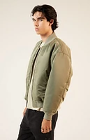 PacSun Olive Nylon Bomber Jacket