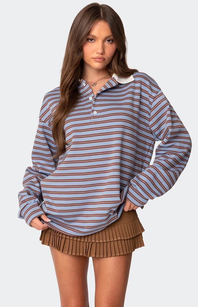 Edikted Stripey Oversized Collared Shirt