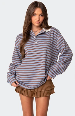 Edikted Stripey Oversized Collared Shirt