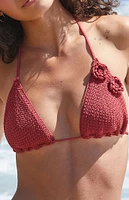 PacSun Red Abby Crochet Triangle Bikini Top