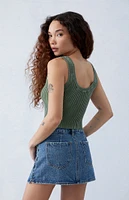 PacSun Eco Medium Indigo Lace-Up Low Rise Denim Mini Skirt