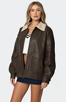 Edikted Ann Oversized Faux Leather Jacket