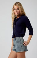 PacSun Dark Indigo Zip Fly High Waisted Denim Festival Shorts