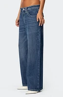 Edikted Contrast Stitch Low Rise Boyfriend Jeans