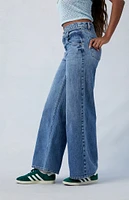 PacSun Eco Medium Indigo Asymmetrical Wide Leg Jeans