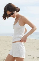 John Galt Off White & Grey Emery Pointelle Shorts