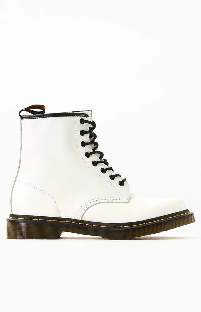 White 1460 Mono Smooth Leather Lace Up Boots