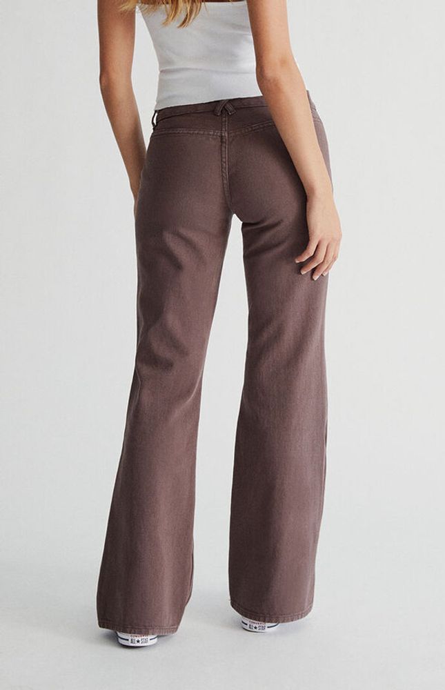 Brown Low Rise Cargo Flare Jeans