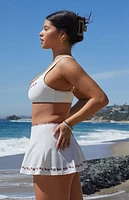 Amor y Besos Ivory Rosa Embroidered Swim Mini Skirt