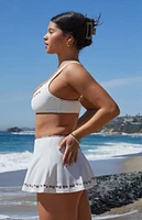 Amor y Besos Rosa Embroidered Swim Mini Skirt