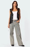 Edikted Kara Faux Leather Lace Up Vest