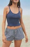 John Galt Blue Beyonca Cropped Tank Top