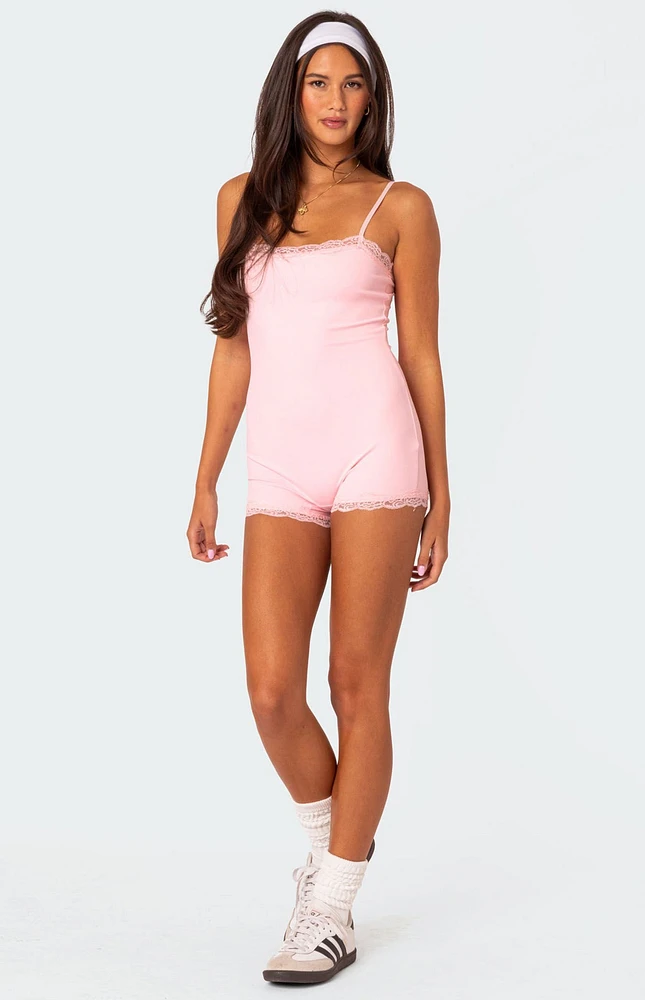 Mandi Lace Trim Romper