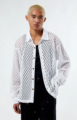 Pacsun White Lace Long Sleeve Shirt