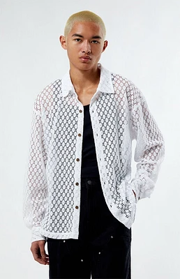 PacSun White Lace Long Sleeve Shirt