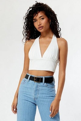 LA Hearts Open Back Linen Halter Top