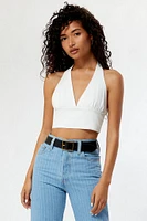 LA Hearts Open Back Linen Halter Top