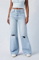 PacSun Light Indigo Ripped Dakota Mid Rise Baggy Jeans