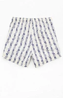 Pacsun Blue Flower Stripe 4.5" Swim Trunks