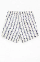 PacSun Blue Flower Stripe 4.5" Swim Trunks
