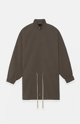 Fear of God Essentials Brown Military Nylon Mock Neck Anorak Jacket