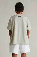 Fear of God Essentials Kids Cloud White Fleece Soccer Sweat Shorts