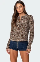 Edikted Leopard Printed Knit Cardigan