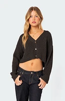 Edikted Oversized Waffle Knit Cropped Cardigan