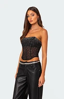 Edikted Sheer Rhinestone Corset