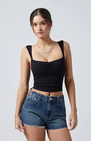 PacSun Dark Indigo Butterfly High Waisted Denim Festival Shorts