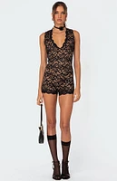 Edikted Melodie V-Neck Lace Romper