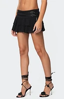 Edikted Double Belt Ruffled Chiffon Mini Skort