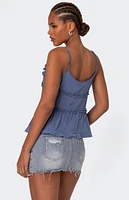 Edikted Juniper Tie Front Ruffled Tank Top