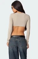 Edikted Gathered Long Sleeve Crop Top