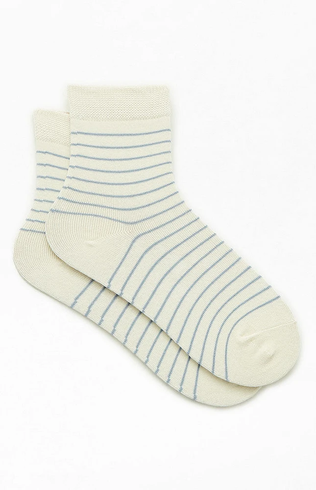 Light Blue Striped Ankle Socks