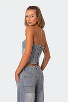 Edikted Myla Washed Denim Corset