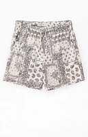 Pacsun Cream Aaron Paisley Mesh Volley Shorts