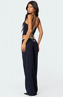 Edikted Pinstripe Peekaboo Drawstring Corset