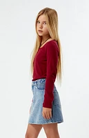 PacSun Kids Heart Denim Mini Skirt