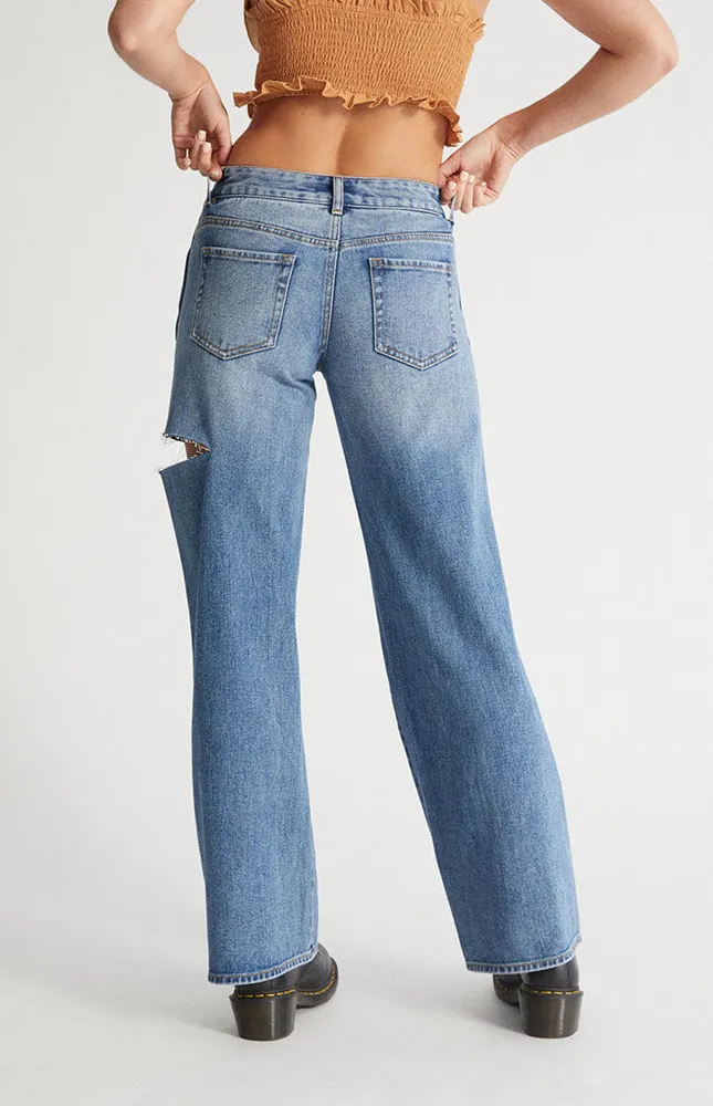 PacSun Eco Medium Blue Ripped Low Rise Baggy Jeans