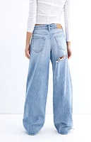 PacSun Casey Light Indigo Butt Slit Low Rise Baggy Jeans