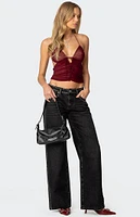 Edikted Strappy Ruched Mesh Top