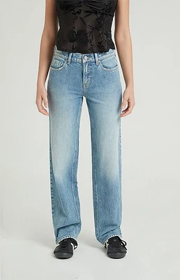 PacSun Jordyn Stretch Medium Indigo Low Rise Straight Leg Jeans