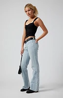 Pacsun Jade Flames Low Rise Bootcut Jeans Light Indigo