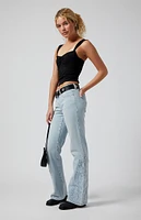 PacSun Jade Flames Low Rise Bootcut Jeans Light Indigo